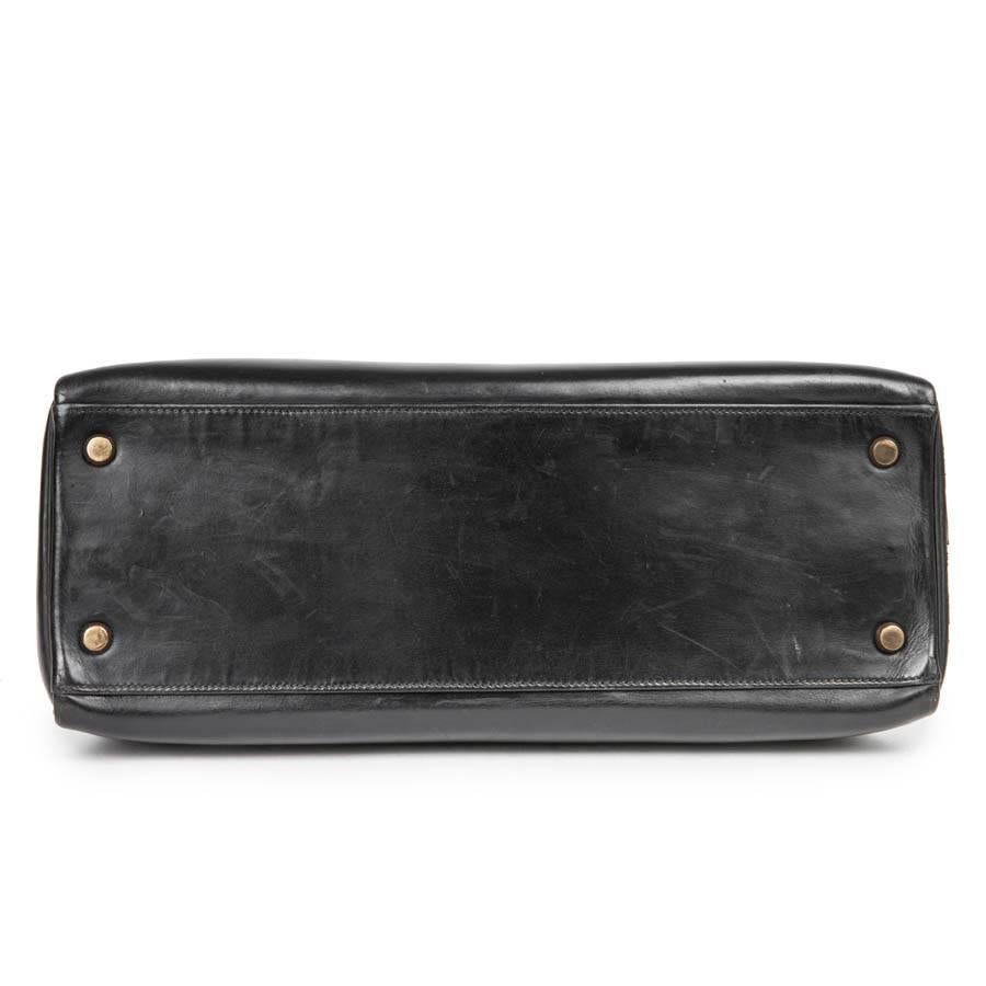 Vintage HERMES Kelly 32 Handbag In Black Box Leather 6