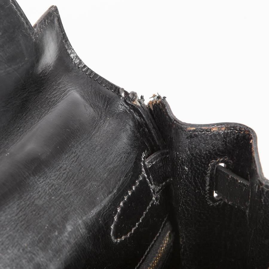 Vintage HERMES Kelly 32 Handbag In Black Box Leather 5