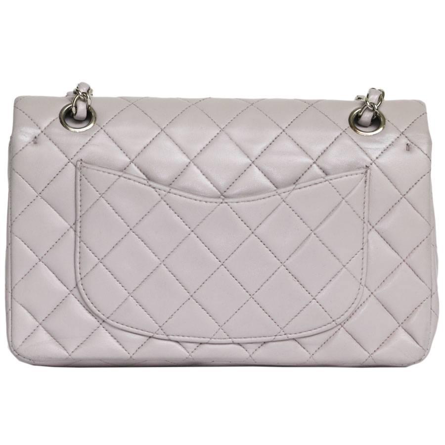 Gray CHANEL 'Timeless' Double Flap Bag in Parme Color Lamb Leather
