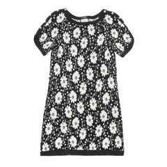 CHANEL Kleid mit schwarzen und weißen Blumen Größe 36FR