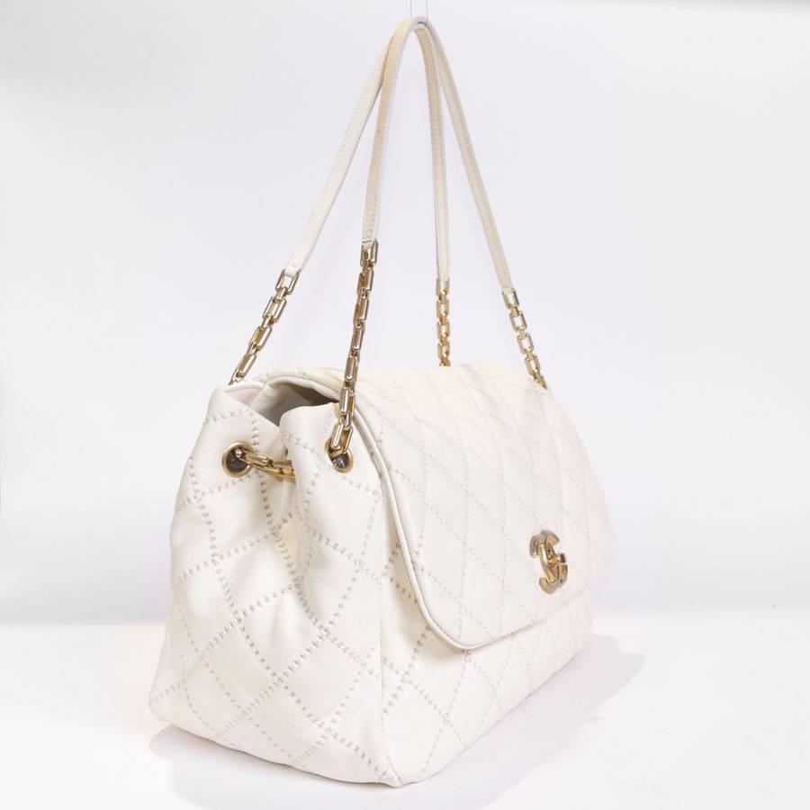 Beige CHANEL Bag in Quilted Eggshell Color Leather