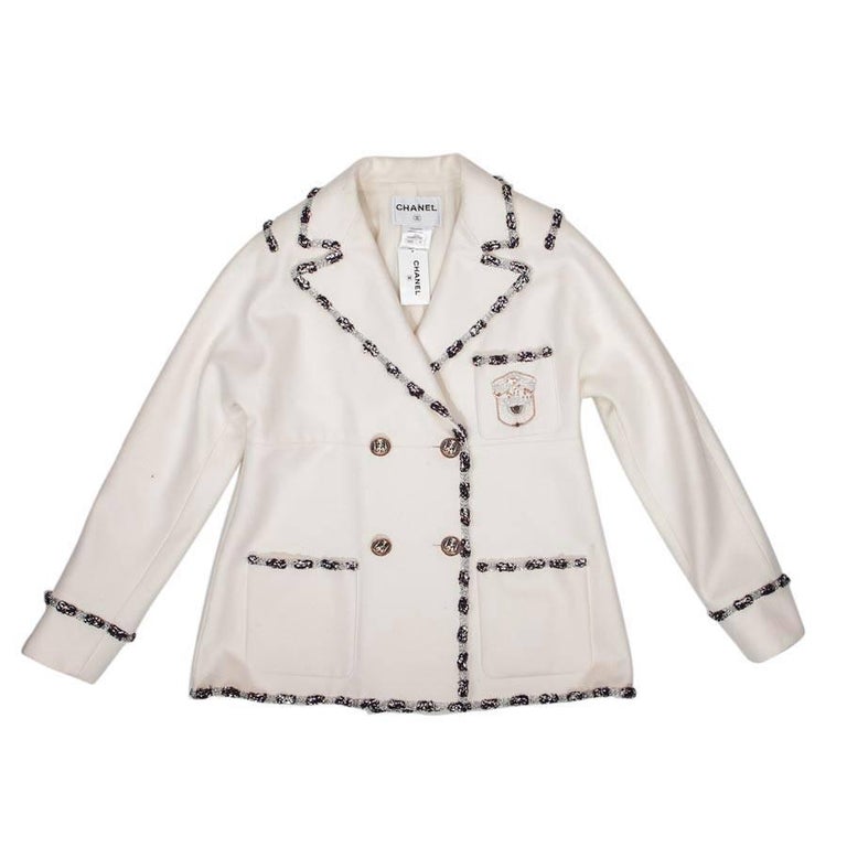 Chanel Black/White Polyester/Nylon Tweed Paris-Dubai Cropped Jacket Size  2/36 - Yoogi's Closet