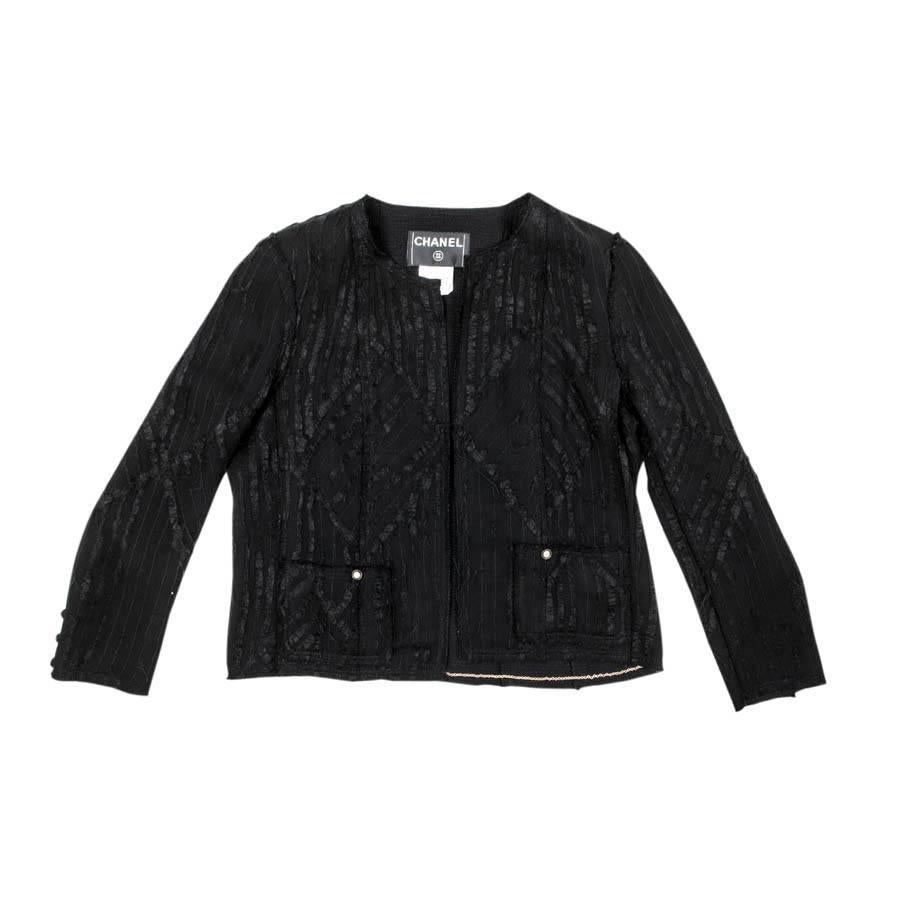 CHANEL Jacket in Black Silk Size 42FR
