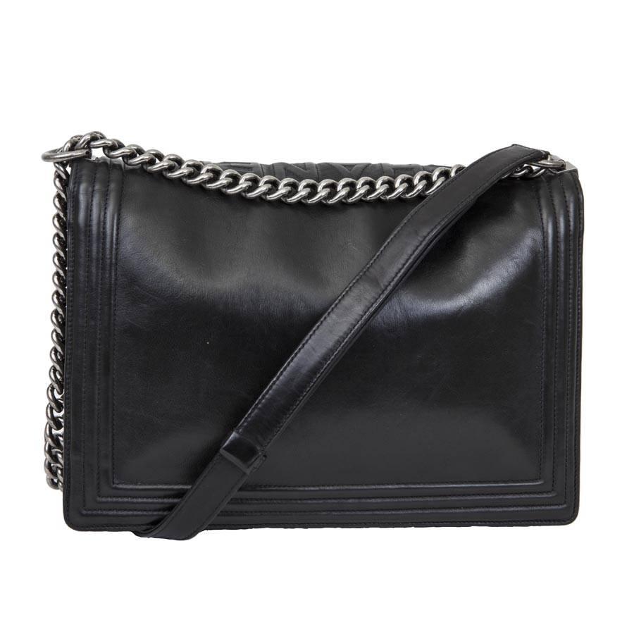 CHANEL 'Boy' Flap Bag Limited Edition in Black Smooth Leather GM  1