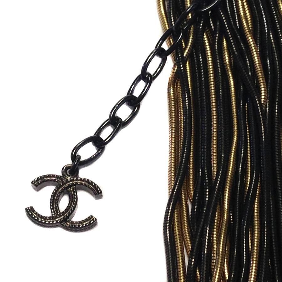 Women's CHANEL Black and Golden Multi Chains Necklace
