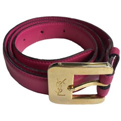 YVES SAINT LAURENT Pink Leather and Golden Hardware Belt Size 75FR 1