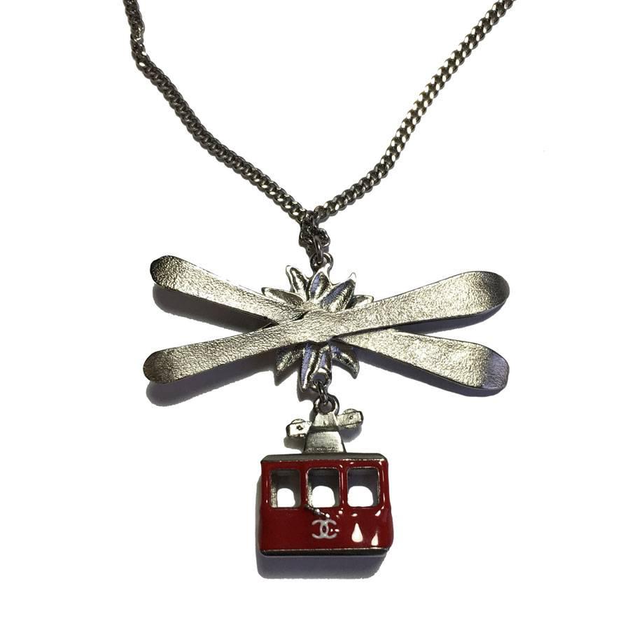 CHANEL 'Paris Salzburg' Pendant Necklace in Silver Plated Metal 1