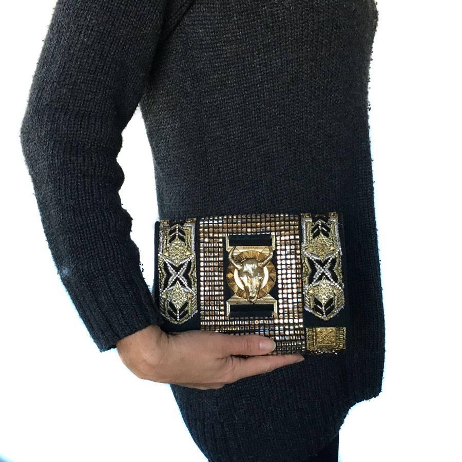 BALMAIN Evening Clutch Embroidered with Gold Thread 2