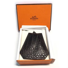 HERMES Key Ring Clochette 'Le Touquet' in Brown Crocodile Leather
