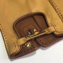 HERMES 'Kick' Fingerless Gloves in Glazed Curry and Cognac Lamb Leather