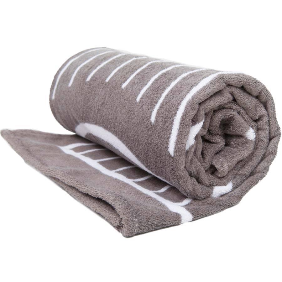 grey and white beach towels