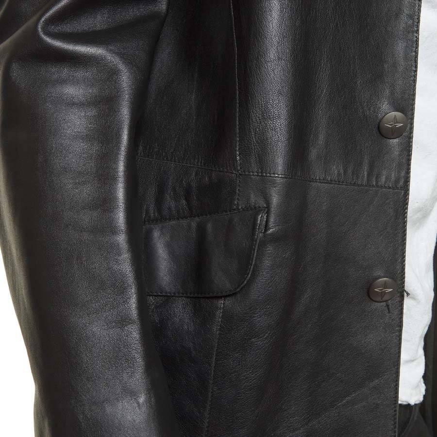 Vintage THIERRY MUGLER Black Smooth Lambskin Leather Jacket In Excellent Condition In Paris, FR