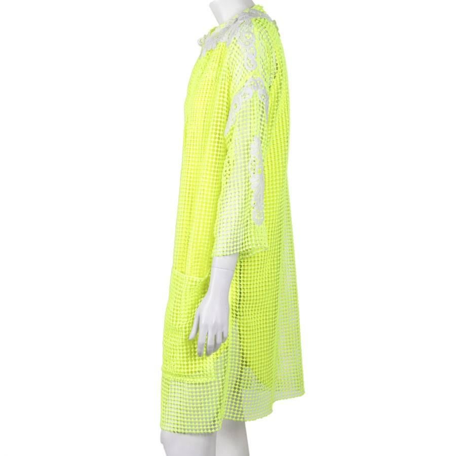 Yellow Ensemble MAURIZIO PECORARO Dress and Coat in Anise Green Color
