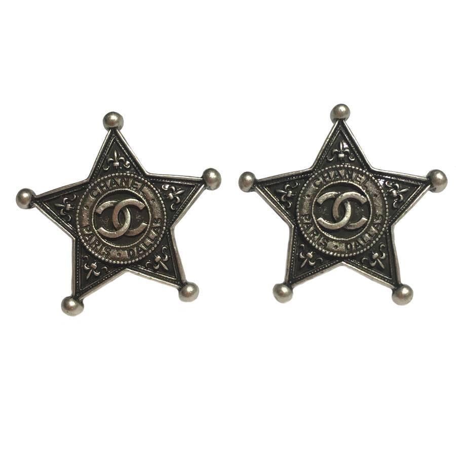 CHANEL 'Paris Dallas' Stud Earrings in Sheriff Star Shape