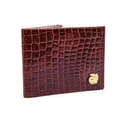 Vintage CELINE Wallet in Cognac Color Crocodile Leather