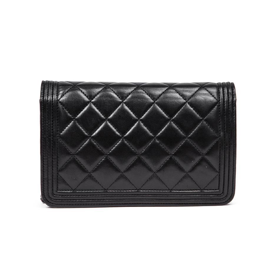 Mini CHANEL Flap Bag in Black Quilted Lamb Leather In Excellent Condition In Paris, FR