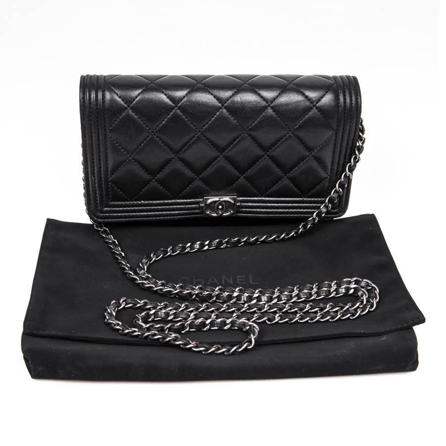 Mini CHANEL Flap Bag in Black Quilted Lamb Leather 6