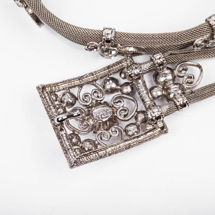 Women's Vintage SONIA RYKIEL Belt in Matt Silver Metal and Swarovski Crystals