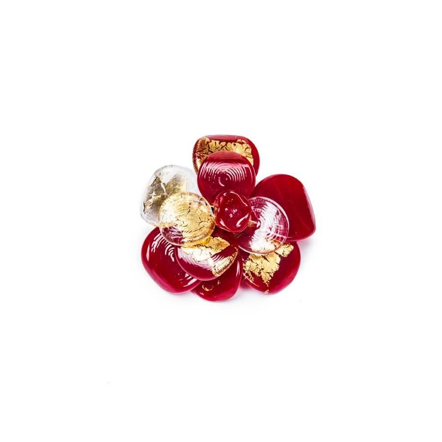 Women's CHANEL Camellia Brooch in Molten Glass and Gilded Metal