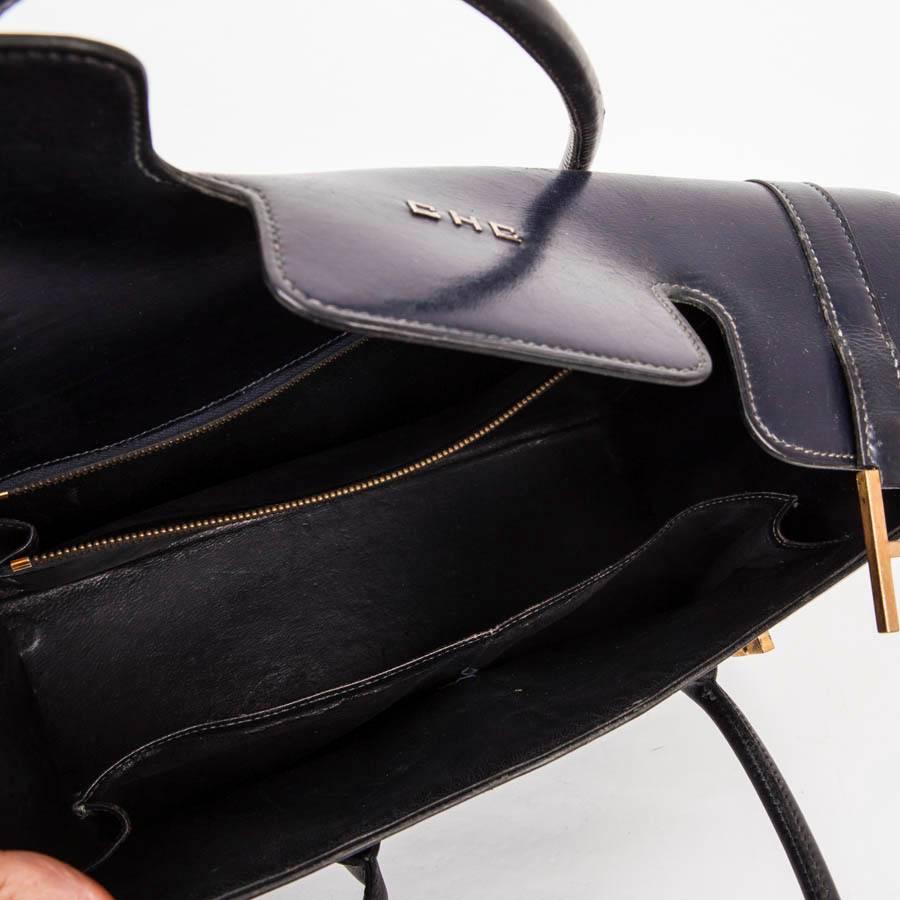 Vintage HERMES 'Drag' Flap Bag in Night Blue Box Leather 2