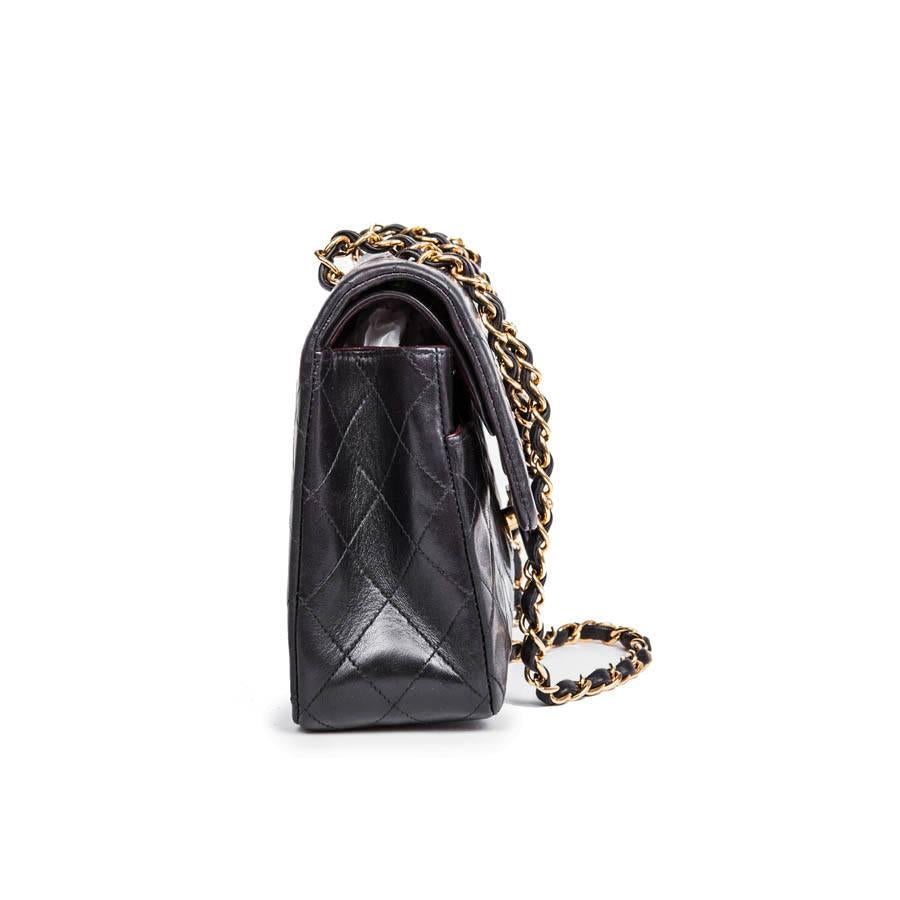 CHANEL 'Timeless' Double Flap Bag in Black Lambskin Leather In Excellent Condition In Paris, FR