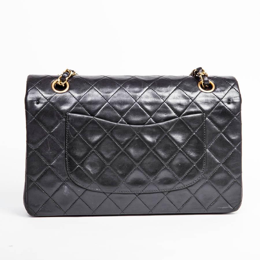 Women's CHANEL 'Timeless' Double Flap Bag in Black Lambskin Leather