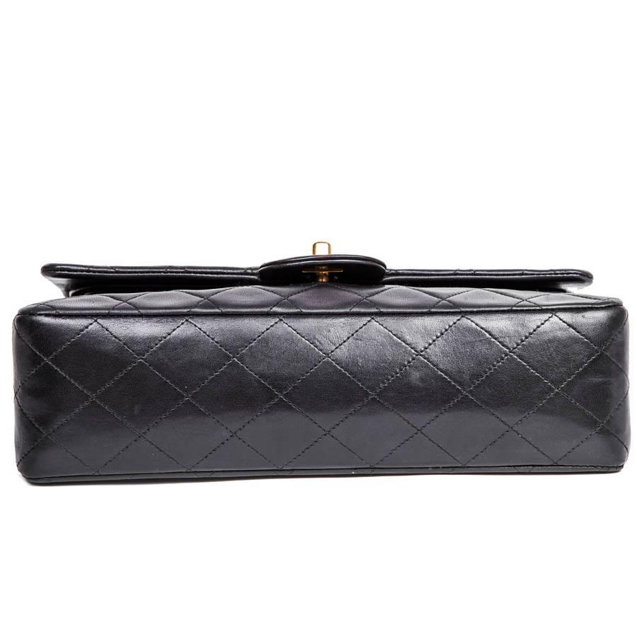CHANEL 'Timeless' Double Flap Bag in Black Lambskin Leather 1