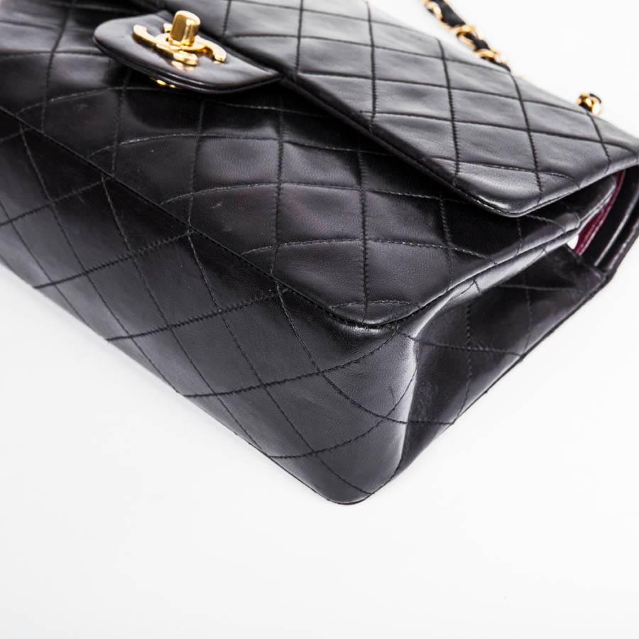 CHANEL 'Timeless' Double Flap Bag in Black Lambskin Leather 3