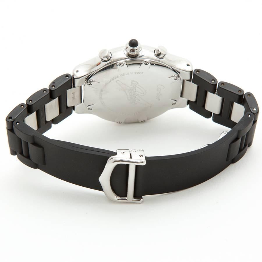 CARTIER 21 Chronoscaph Stainless Steel Quartz Wristwatch In Excellent Condition In Paris, FR