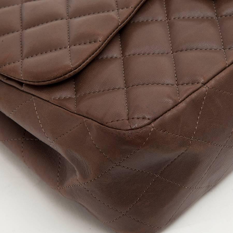 Women's CHANEL 'Jumbo' Flap Bag in Quilted Brown Leather