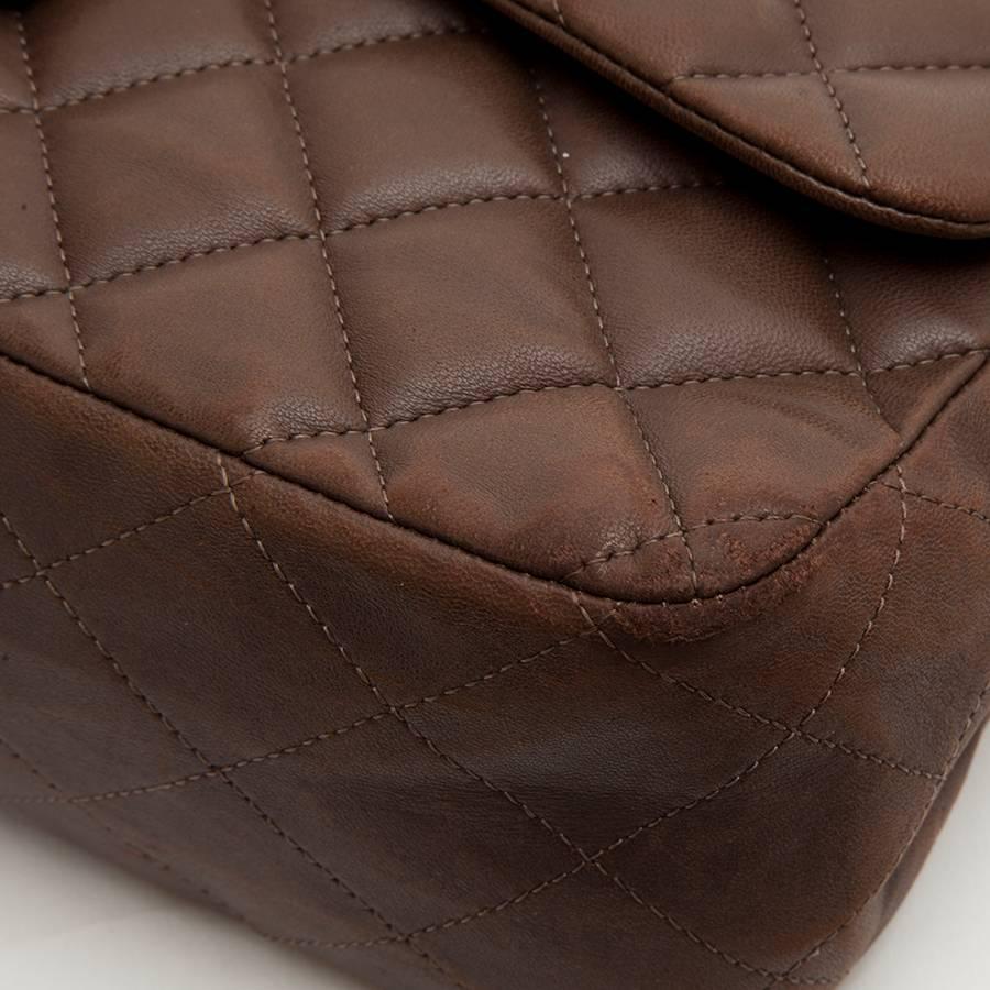 CHANEL 'Jumbo' Flap Bag in Quilted Brown Leather 1