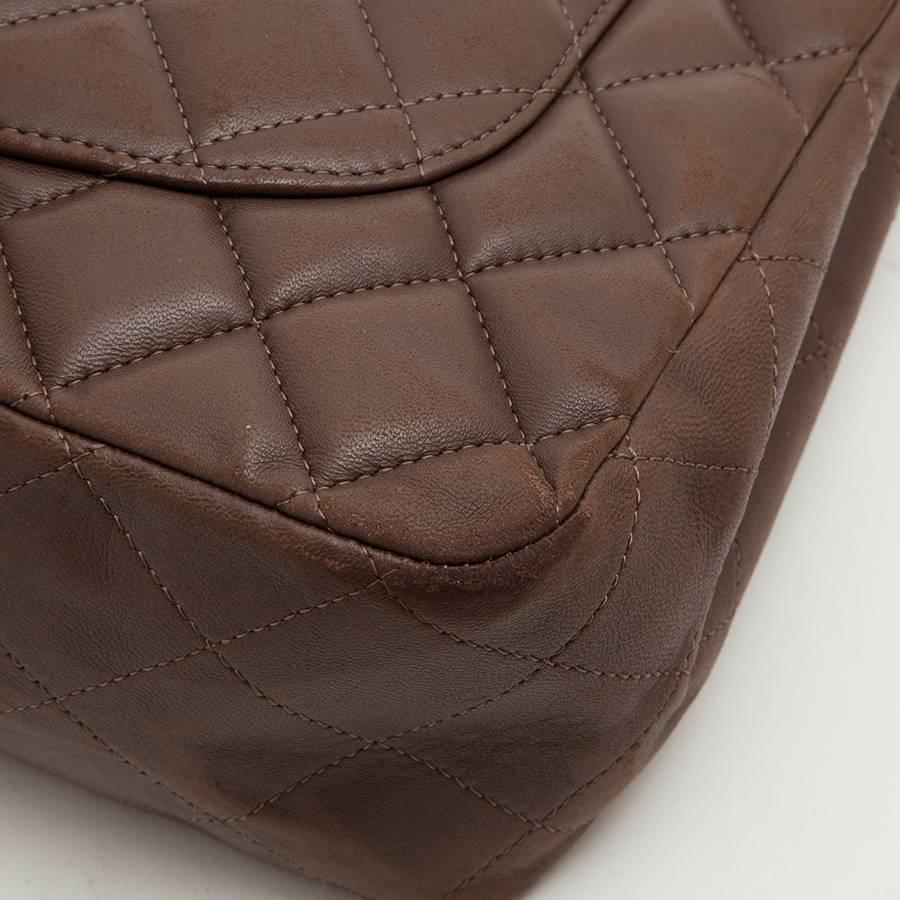 CHANEL 'Jumbo' Flap Bag in Quilted Brown Leather 3
