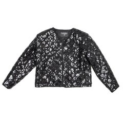 CHANEL Quilted Jacket with Black Sequins Size 42FR