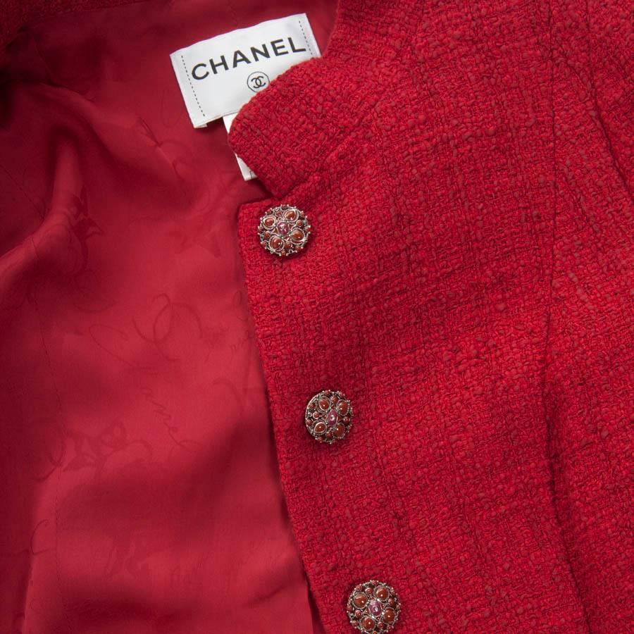 CHANEL 'Paris Bombay' Vest in Red Cotton Size 40 FR 5