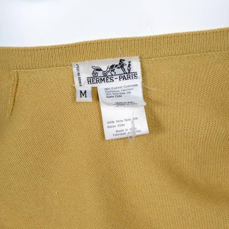Vintage HERMES Waistcoat in Yellow Mustard Silk and Cashmere Size M For ...