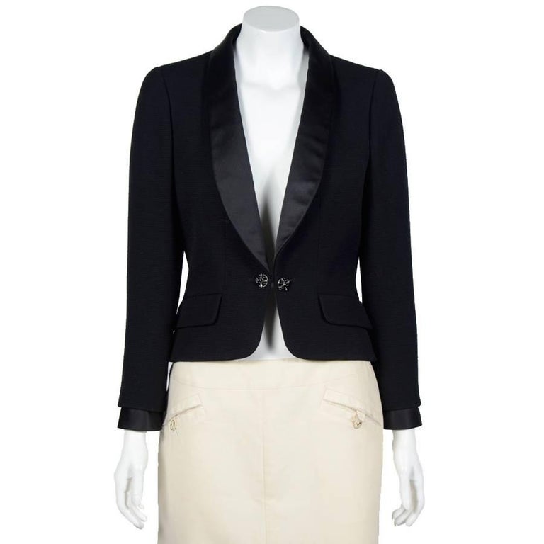 CHANEL Short Black Tuxedo Jacket in Wool Size 40FR at 1stDibs chanel