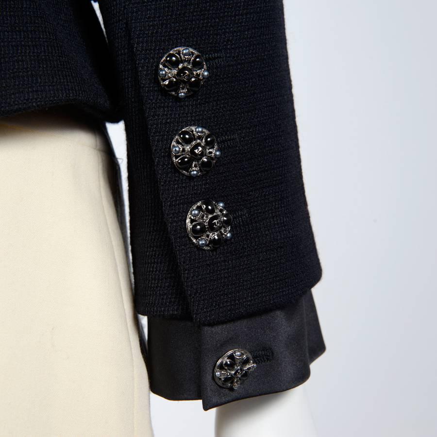 CHANEL Short Black Tuxedo Jacket in Wool Size 40FR 1