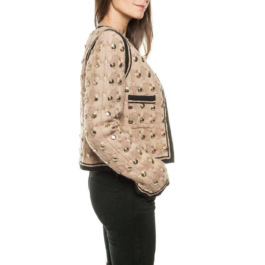 Women's Collector CHANEL Jacket in Beige Wool Fully Studded Size 38FR