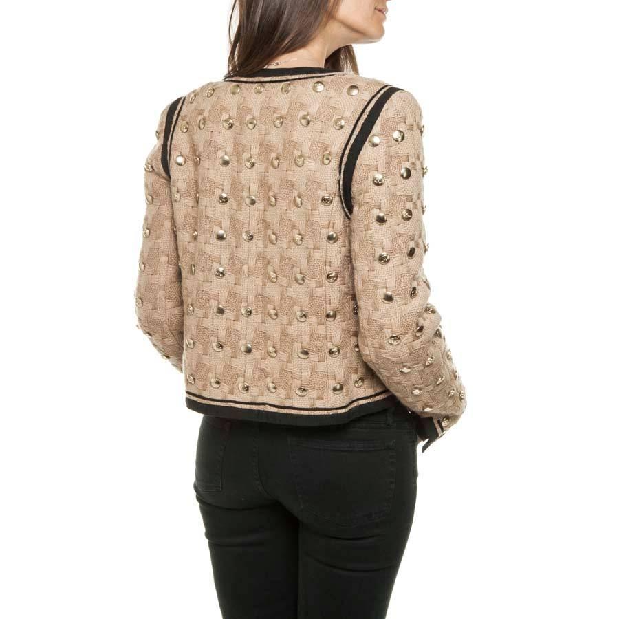 Collector CHANEL Jacket in Beige Wool Fully Studded Size 38FR 1