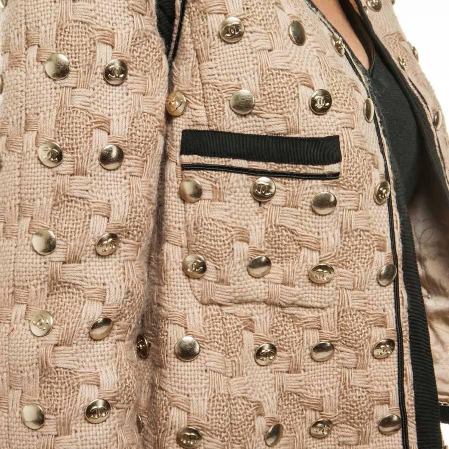 Collector CHANEL Jacket in Beige Wool Fully Studded Size 38FR 2