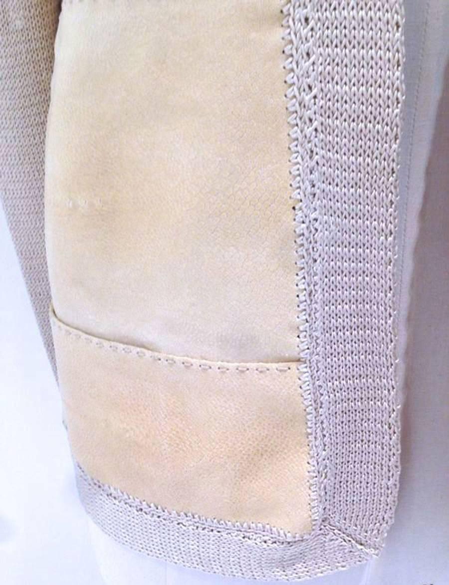 Beige RARE HERMES Waistcoat In Lambskin and Galuchat Size 36 FR For Sale