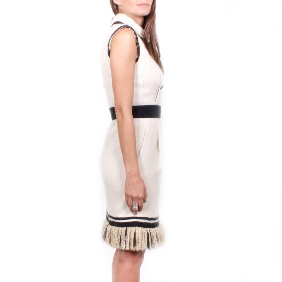 CHANEL Winter Sleeveless Dress in Off-White Cashmere and Silk Size 36FR 1
