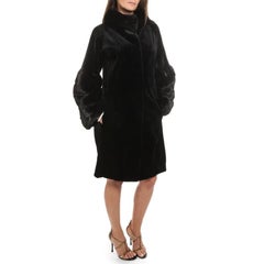 CHRISTIAN DIOR Coat in Black Long Shaved Mink Size 36FR