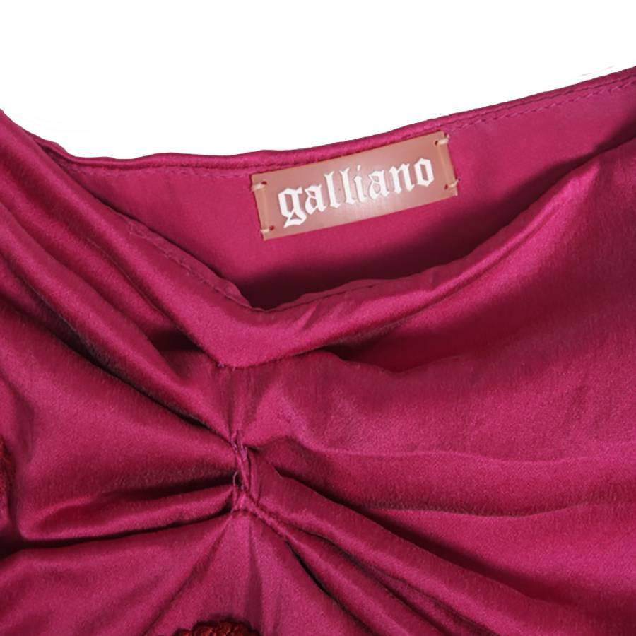 Pink JOHN GALLIANO Cocktail Dress in Dark Fuchsia Silk Satin Size 40FR