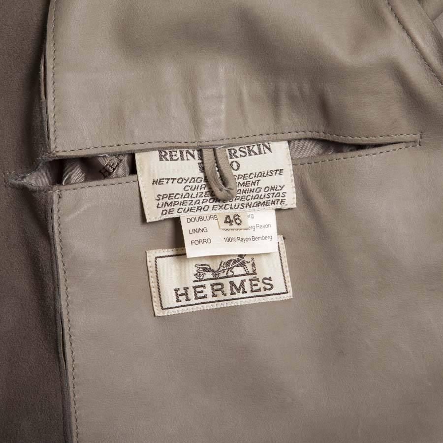 Gray HERMES Trench Coat in Taupe Color Reindeer Size 46