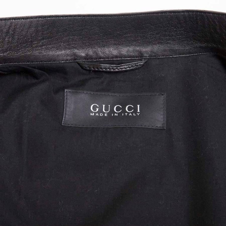 GUCCI Black Smooth Leather Perfecto Size 48IT For Sale at 1stDibs