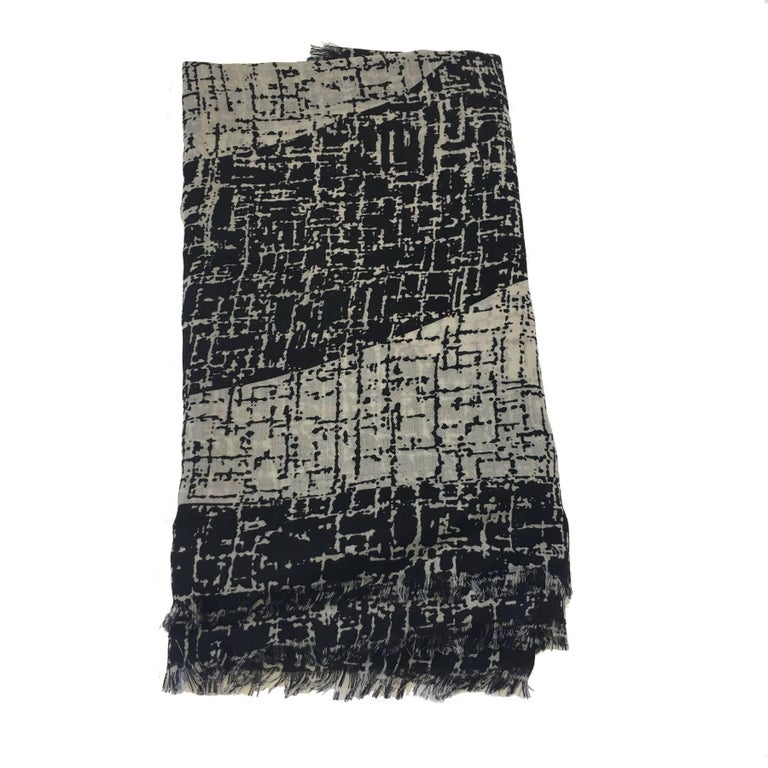 CHANEL Shawl in Gray and Black Cashmere and Silk at 1stDibs | chanel ...