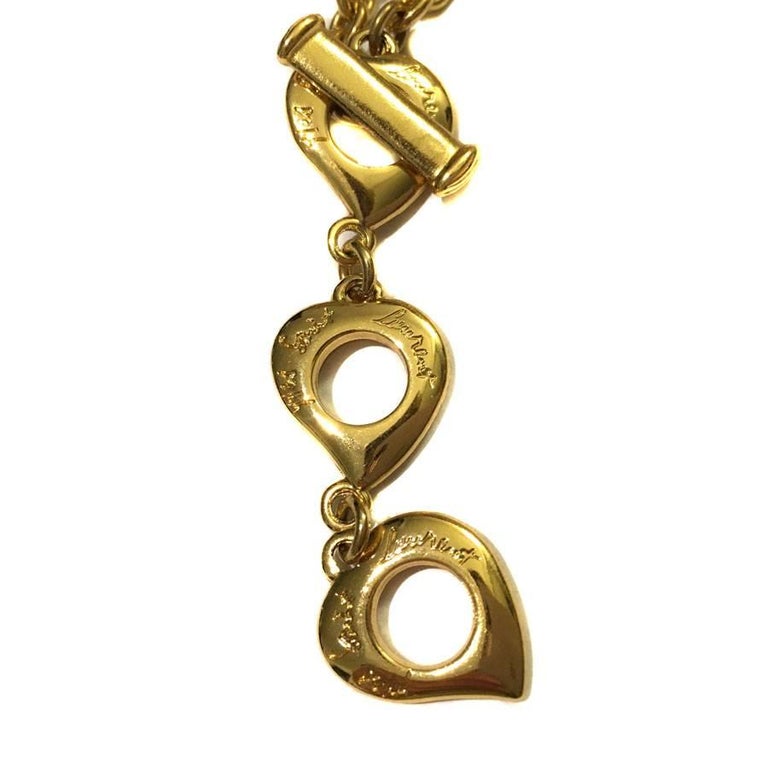 YVES SAINT LAURENT Heart Pendant Necklace in Gilded Metal and