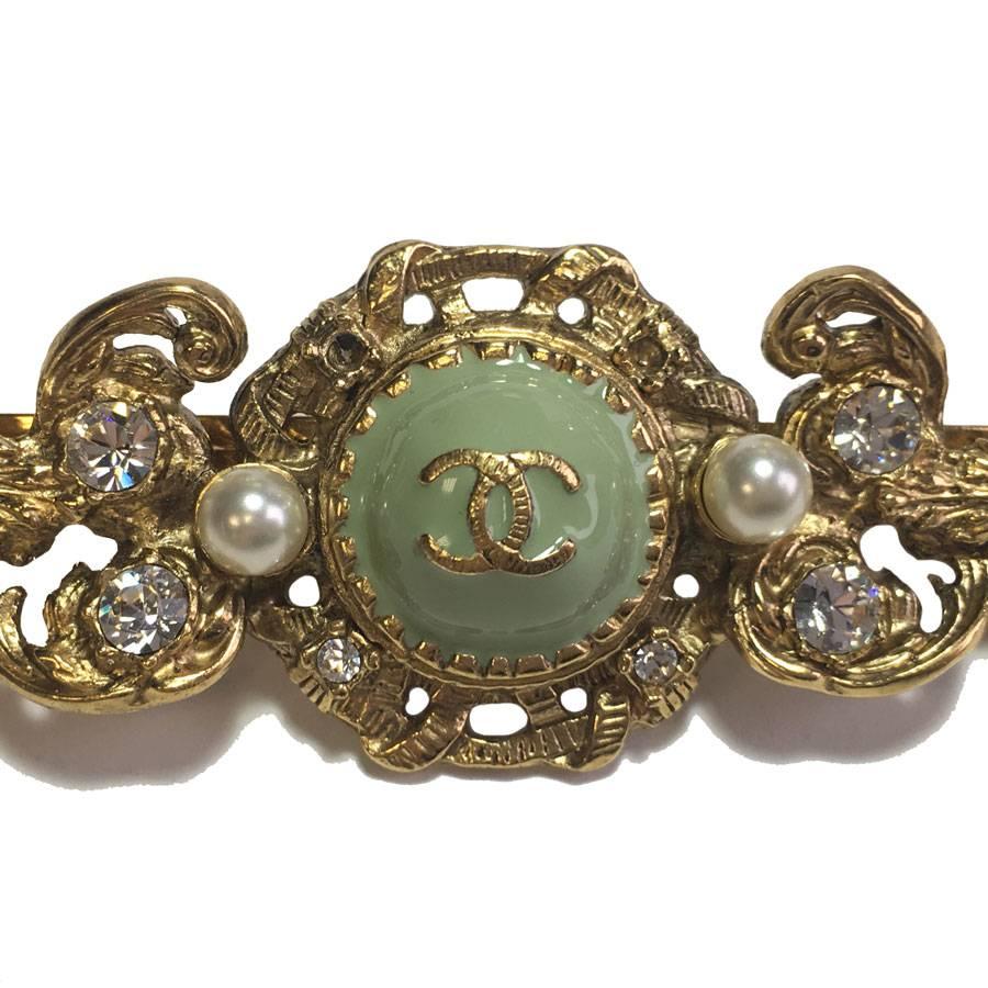 Brown CHANEL Hair Clip in Gilded Metal and Molten Glass