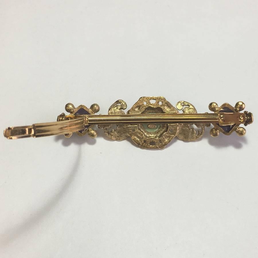 CHANEL Hair Clip in Gilded Metal and Molten Glass In Excellent Condition In Paris, FR